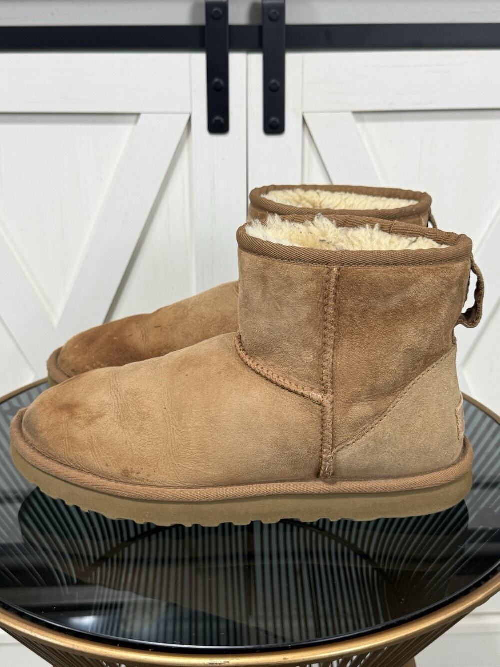Womens Ugg Classic Mini II Chestnut Suede Shearling Lined Comfort Boots Size 8